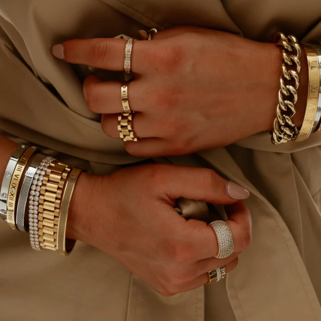 London Times |18k Gold Plated Roman Numerals Ring