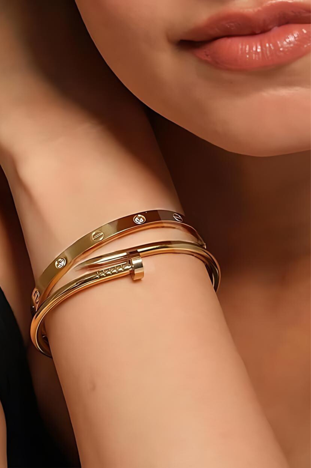 Elegant Gold Nail Bangle Stack 2.0