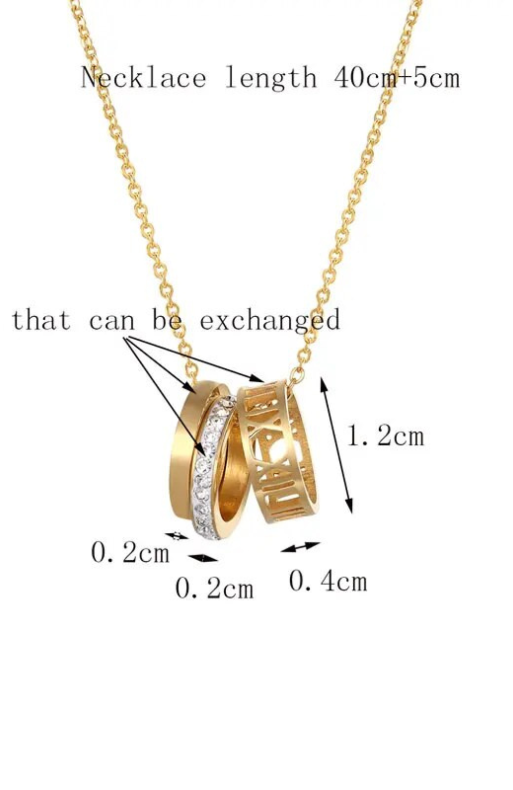 3 Ring Necklace with Extension Gold | Silver |  18K Plated