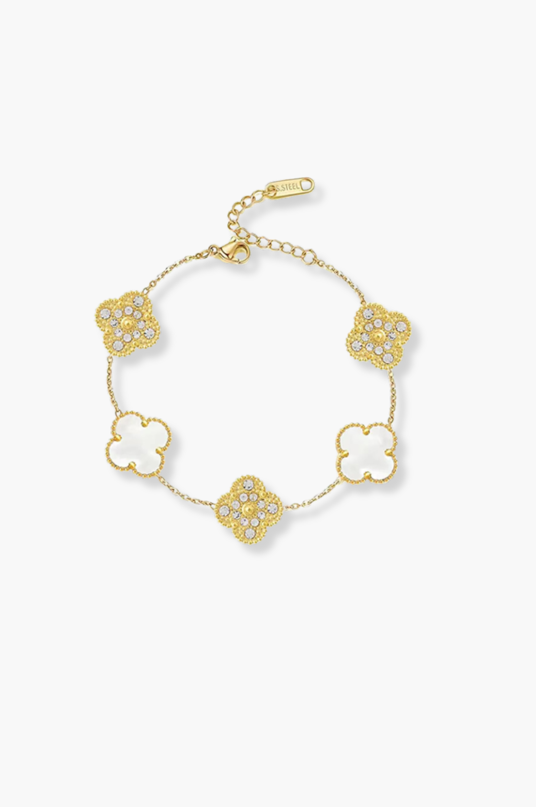 QTPI BLING 3 Piece White and Gold Jewellery Set