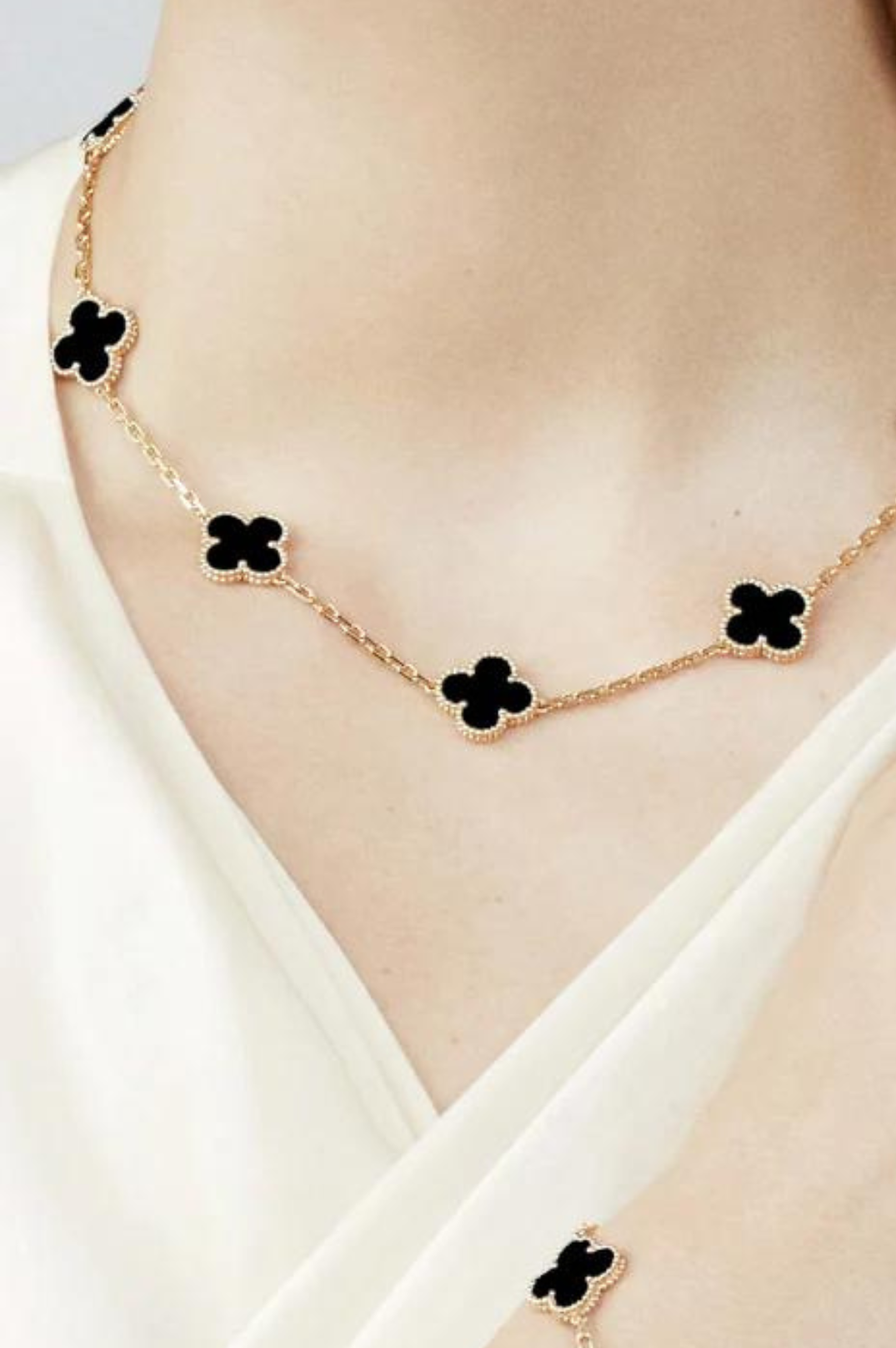 QTPI BLING Gold Plated Black 10 Motifs Necklace