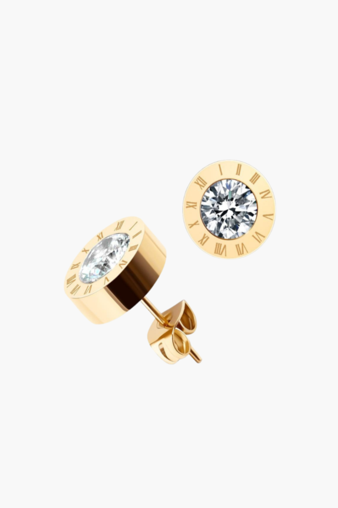 Elegant Gold Crystal Stud Earrings