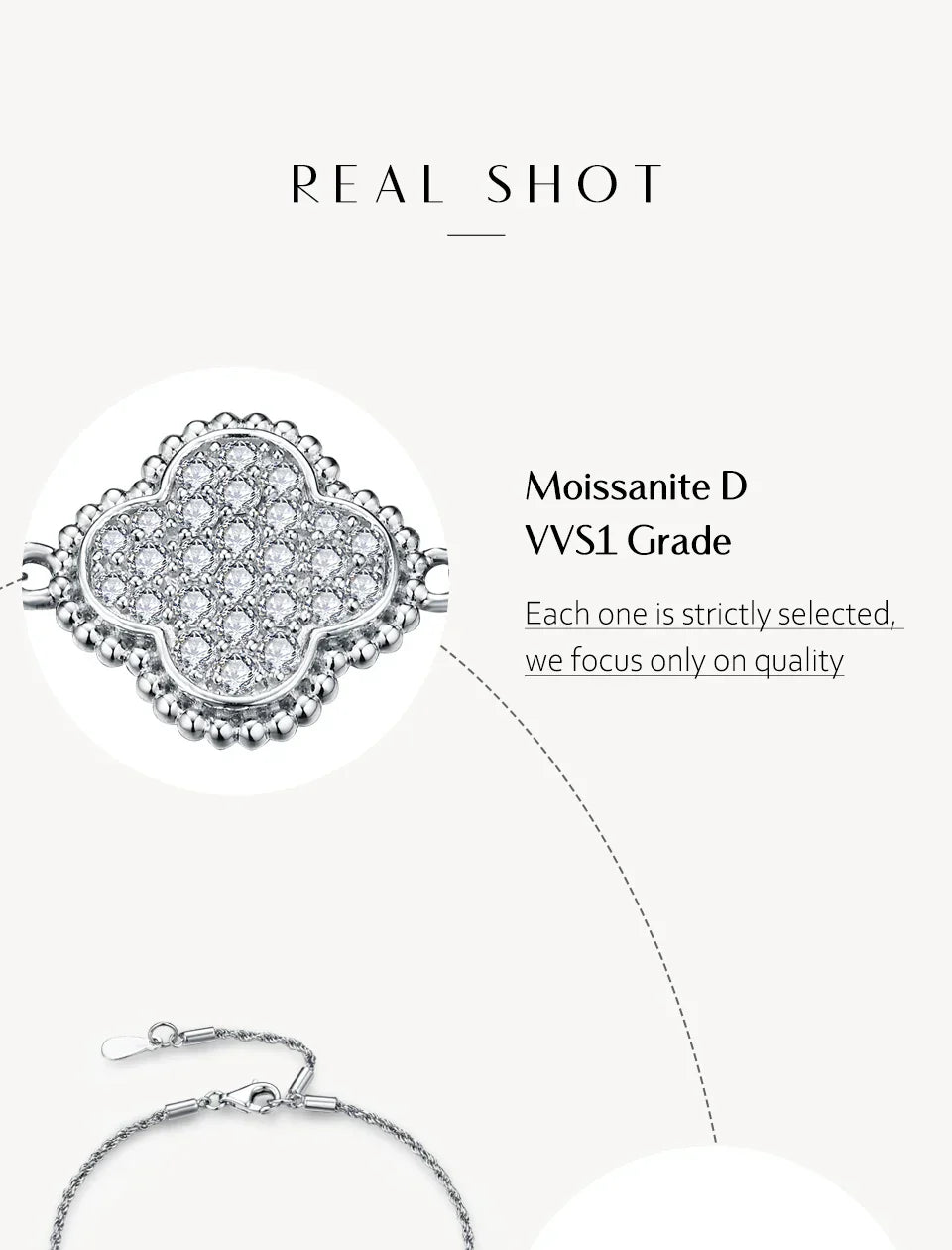 Clover Moissanite Bracelet |925 Sterling Silver