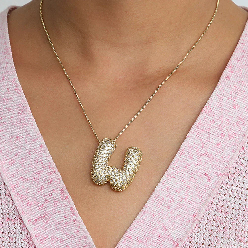 Bubble Alphabet - S/Steel Rope Chain Necklace