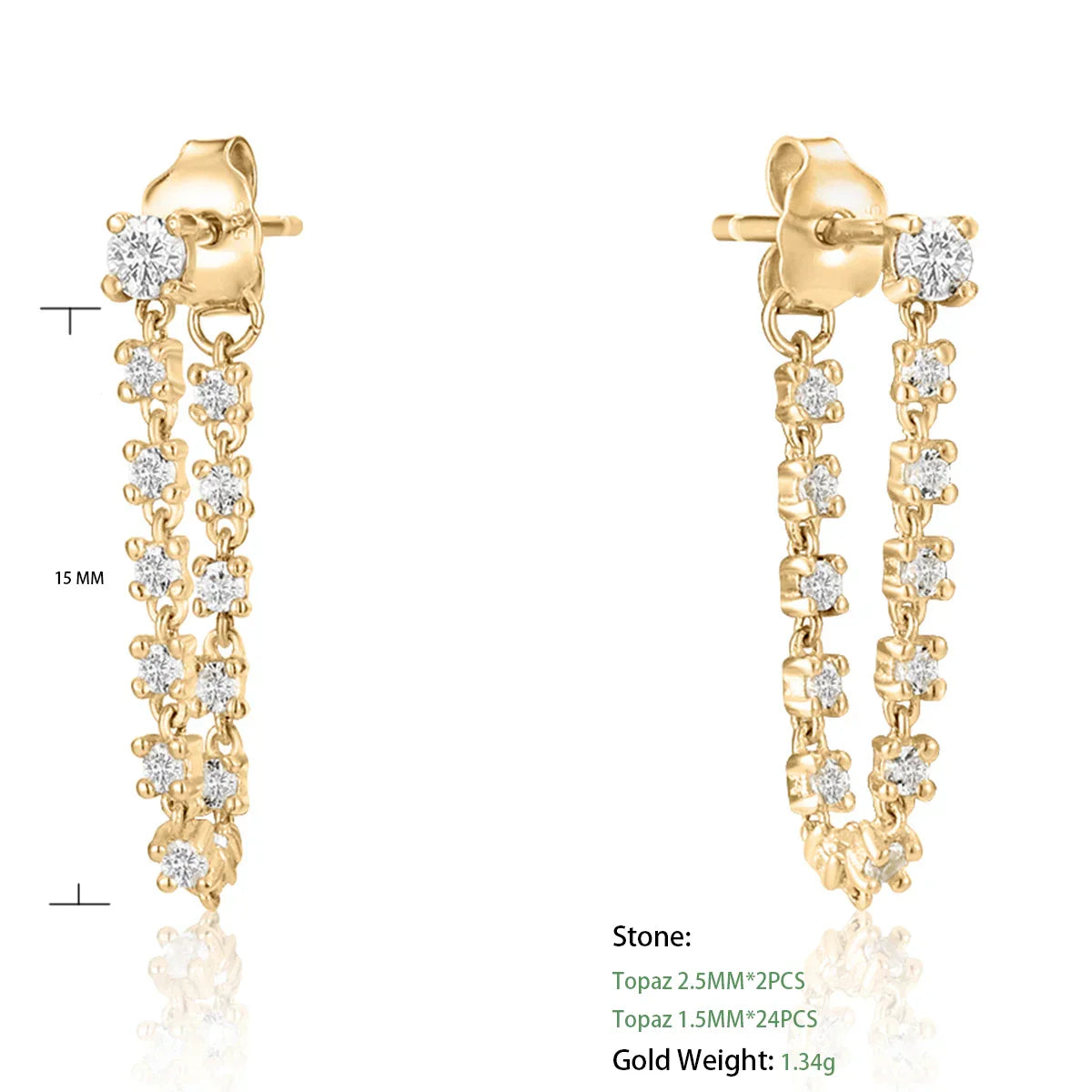 Tassel Drop Stud Earrings |14k Solid Gold