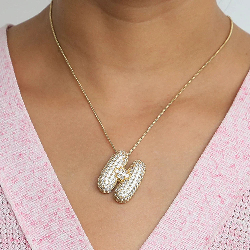 Bubble Alphabet - S/Steel Rope Chain Necklace