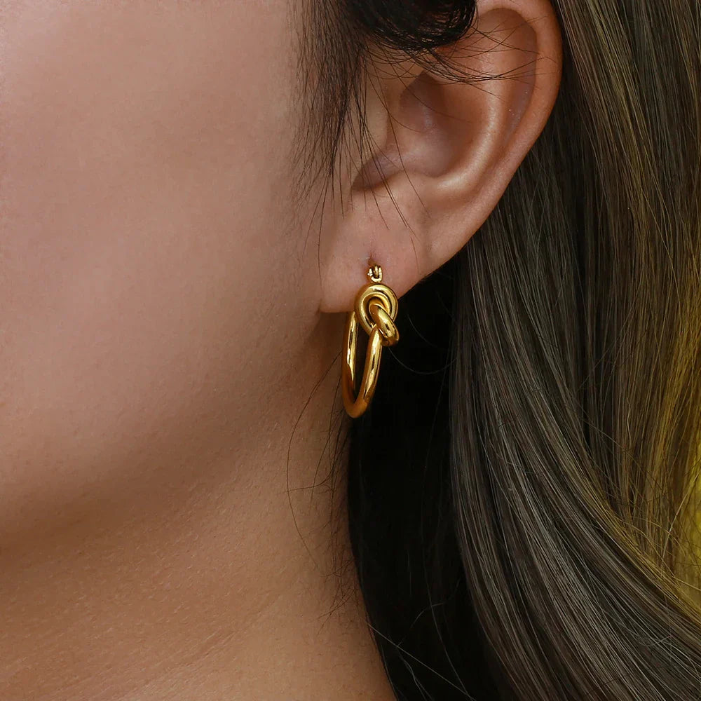 Knot Hoop Earrings|18K Gold Plated