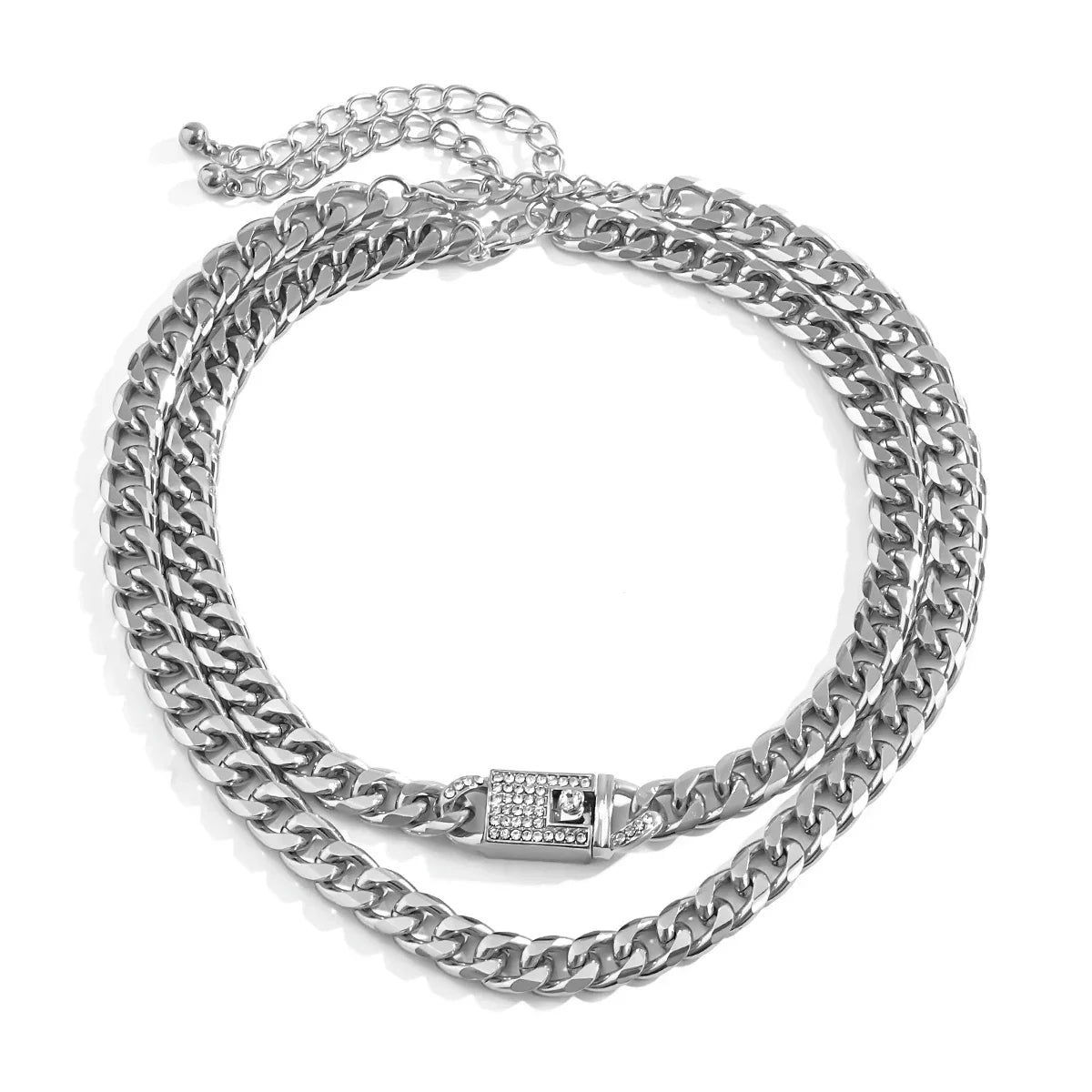 Unisex Silver Hip Hop Thick Cuban Chain Necklace