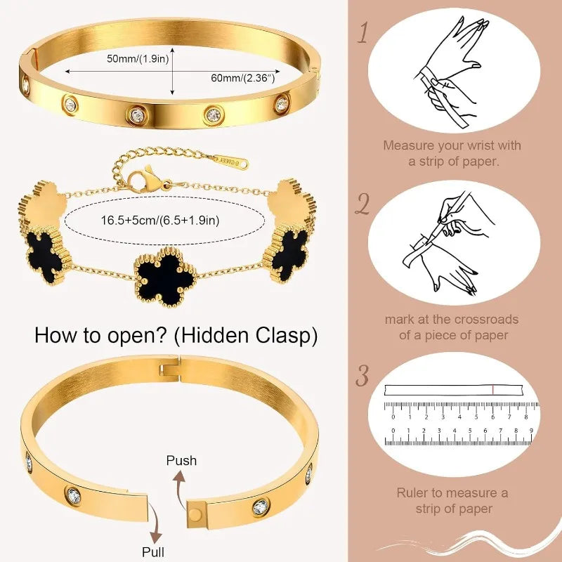 2 Pcs Black 14K Gold Plated Stackable Bracelets