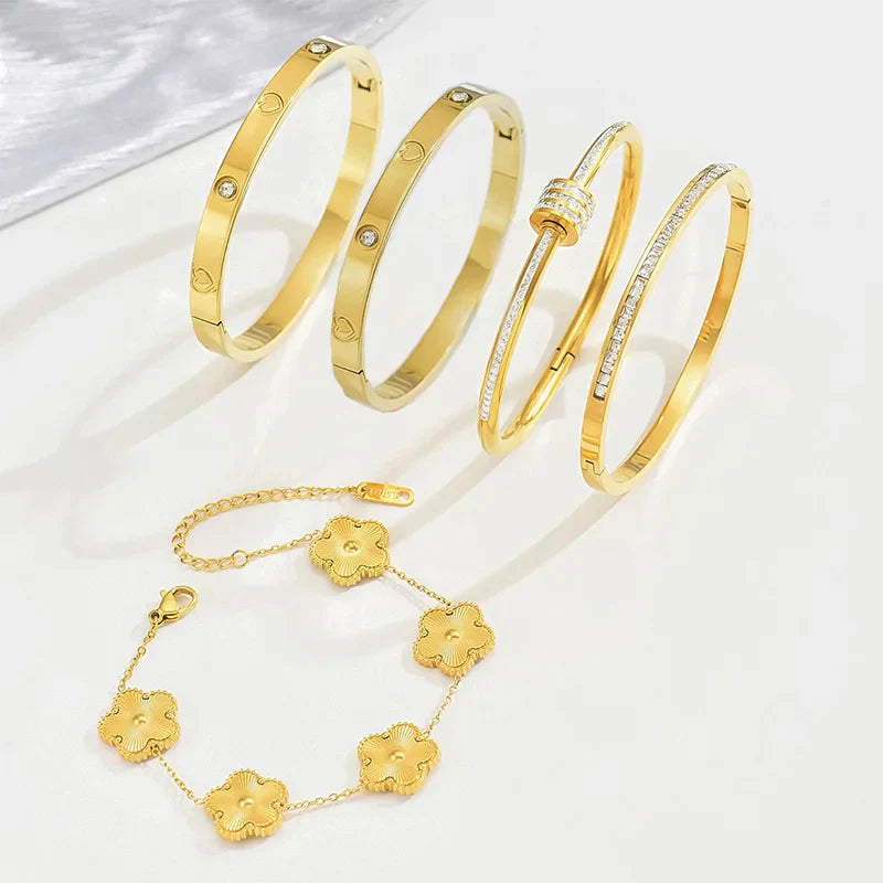 Gold Plated Waterproof Zircon Bangles