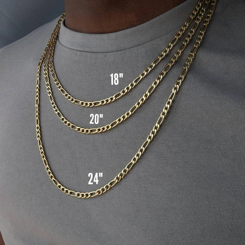 Unisex 18K Gold 4MM Figaro Chain