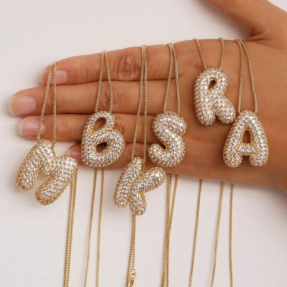 Bubble Alphabet - S/Steel Rope Chain Necklace