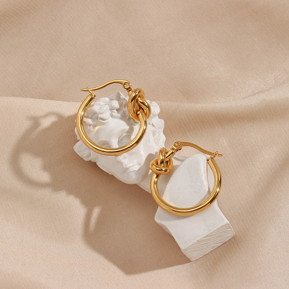 Knot Hoop Earrings|18K Gold Plated
