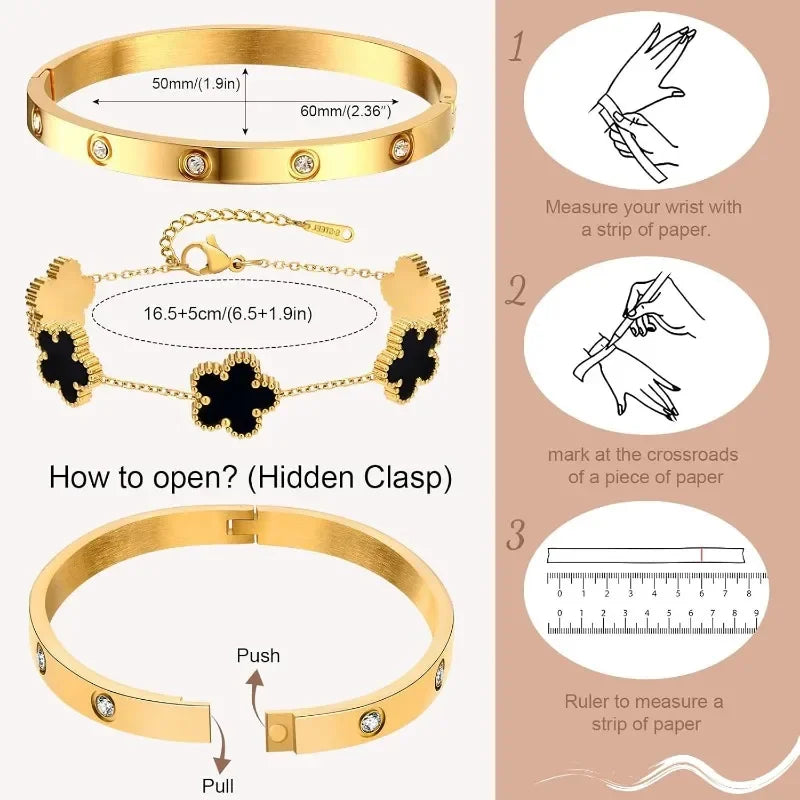 2 Pcs Black 18K Gold Plated Stackable Bracelets