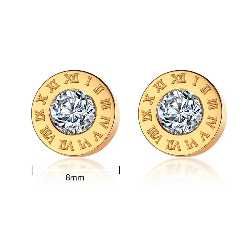 London Times |18k Gold Plated Stud Earrings