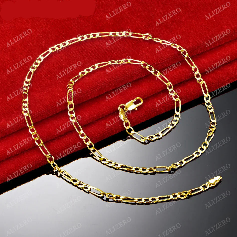 Unisex 18K Gold 4MM Figaro Chain