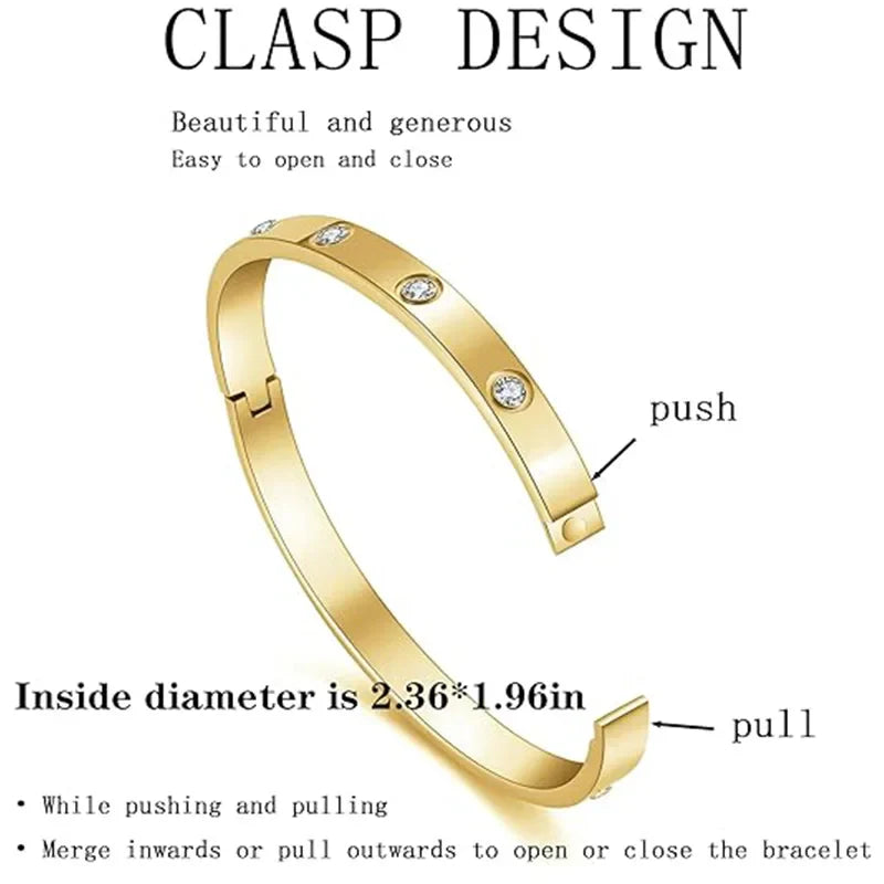 Gold Plated Black 5 Clover Bangle Set