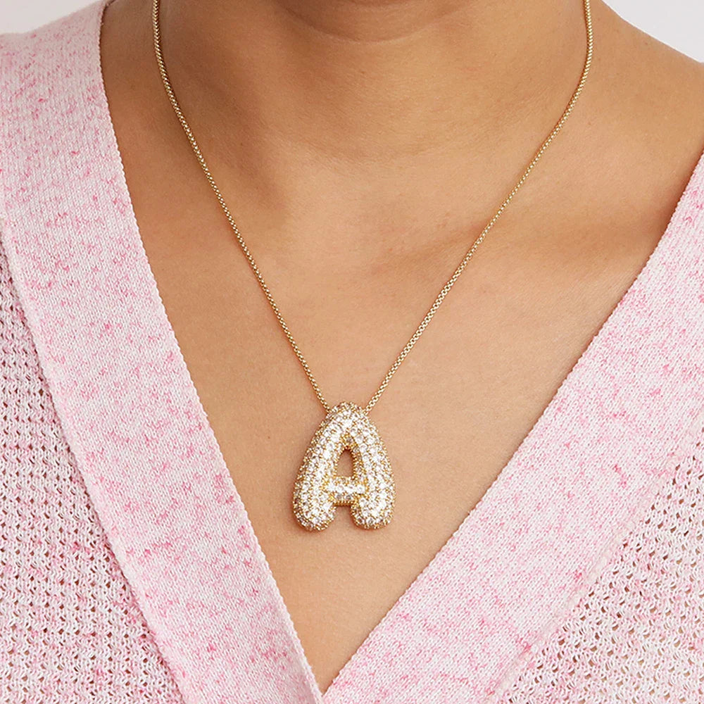 Bubble Alphabet - S/Steel Rope Chain Necklace