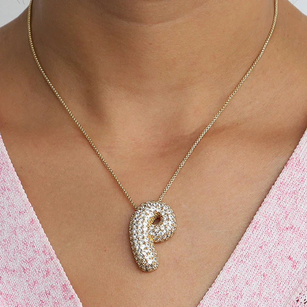 Bubble Alphabet - S/Steel Rope Chain Necklace