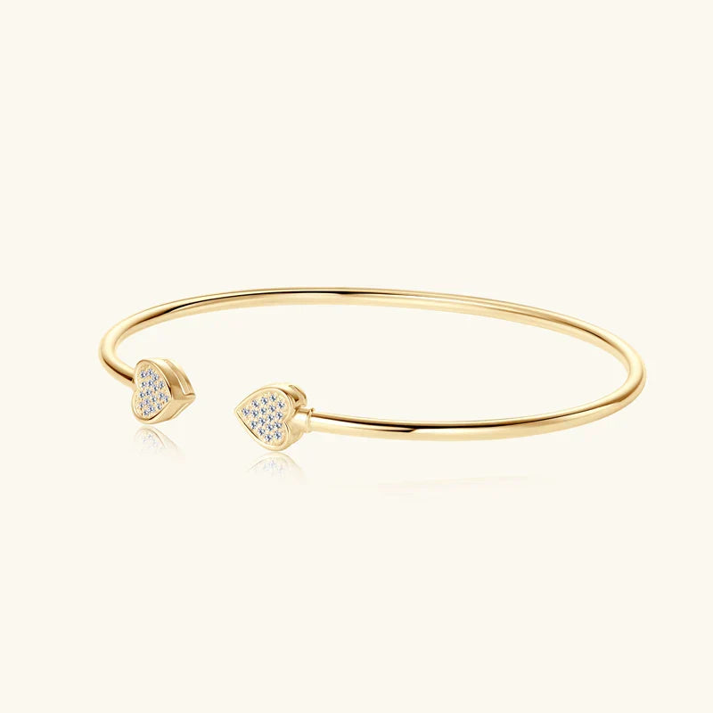 Heart to Heart Moissanite | Gold Bracelet