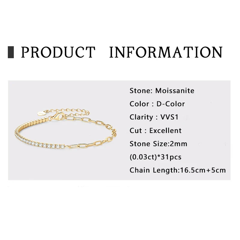 Tennis | Gold Moissanite Bracelet