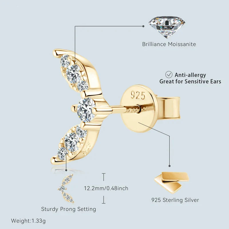 Angel Wing | Gold Moissanite Earring