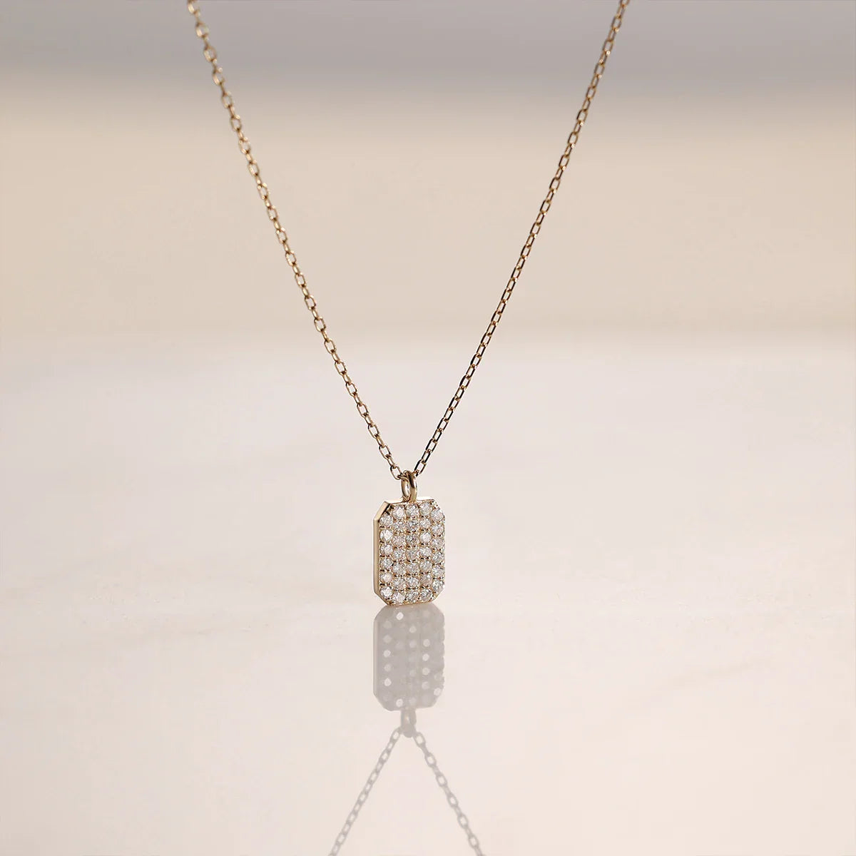 Diamond Tag|14k Solid Gold Necklace