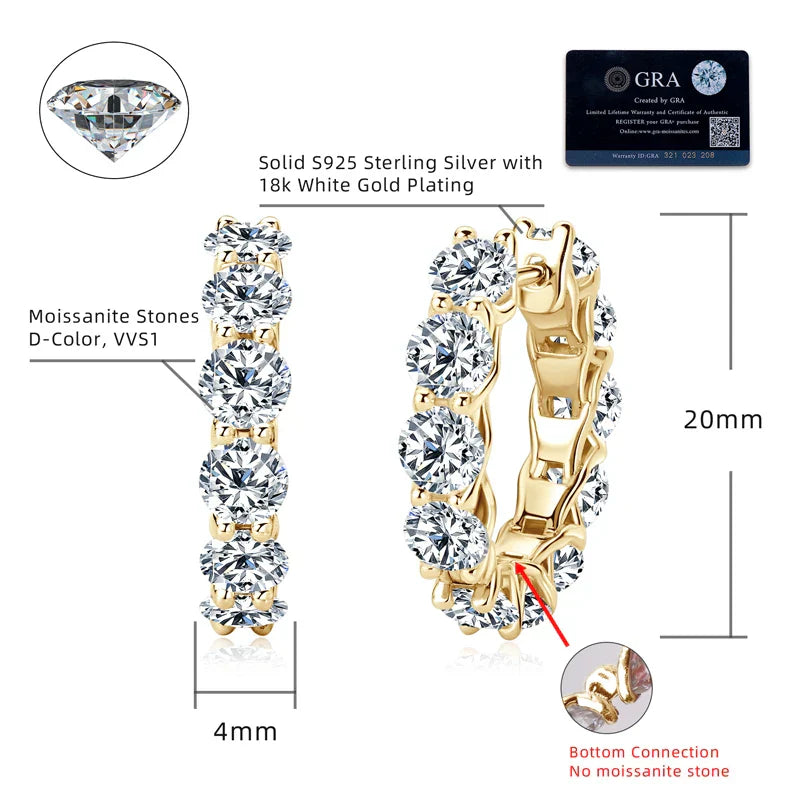 Luna Moissanite| Hoop Earrings