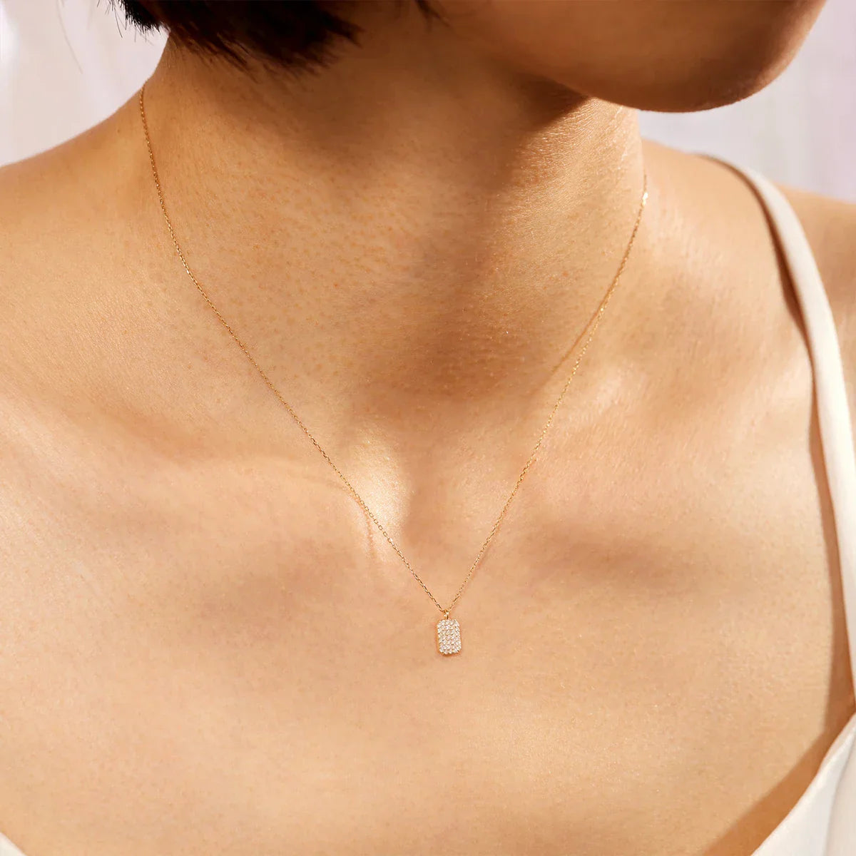 Diamond Tag|14k Solid Gold Necklace