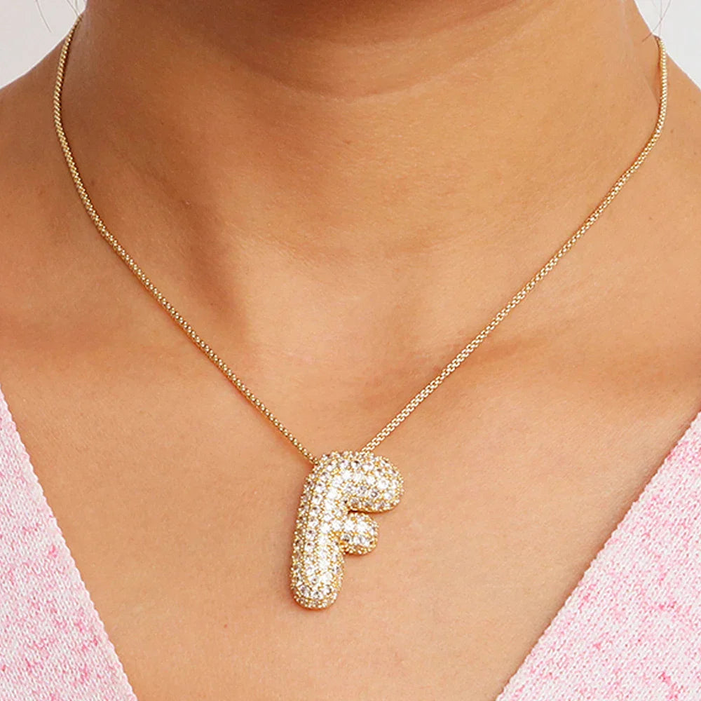 Bubble Alphabet - S/Steel Rope Chain Necklace