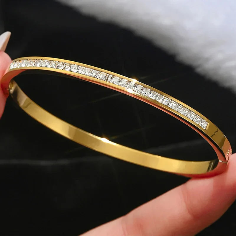Gold Plated Waterproof Zircon Bangles