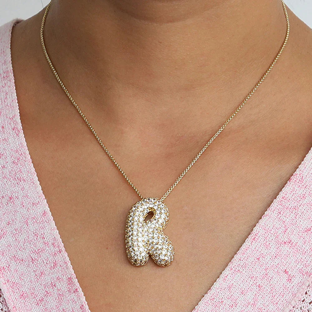 Bubble Alphabet - S/Steel Rope Chain Necklace