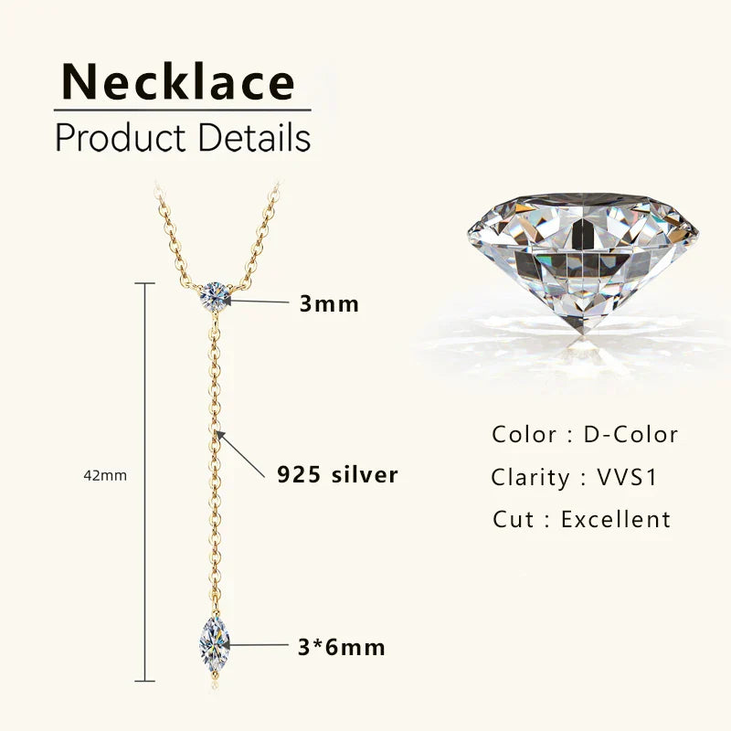 Ivy Drop Moissanite | Gold Diamond Necklace