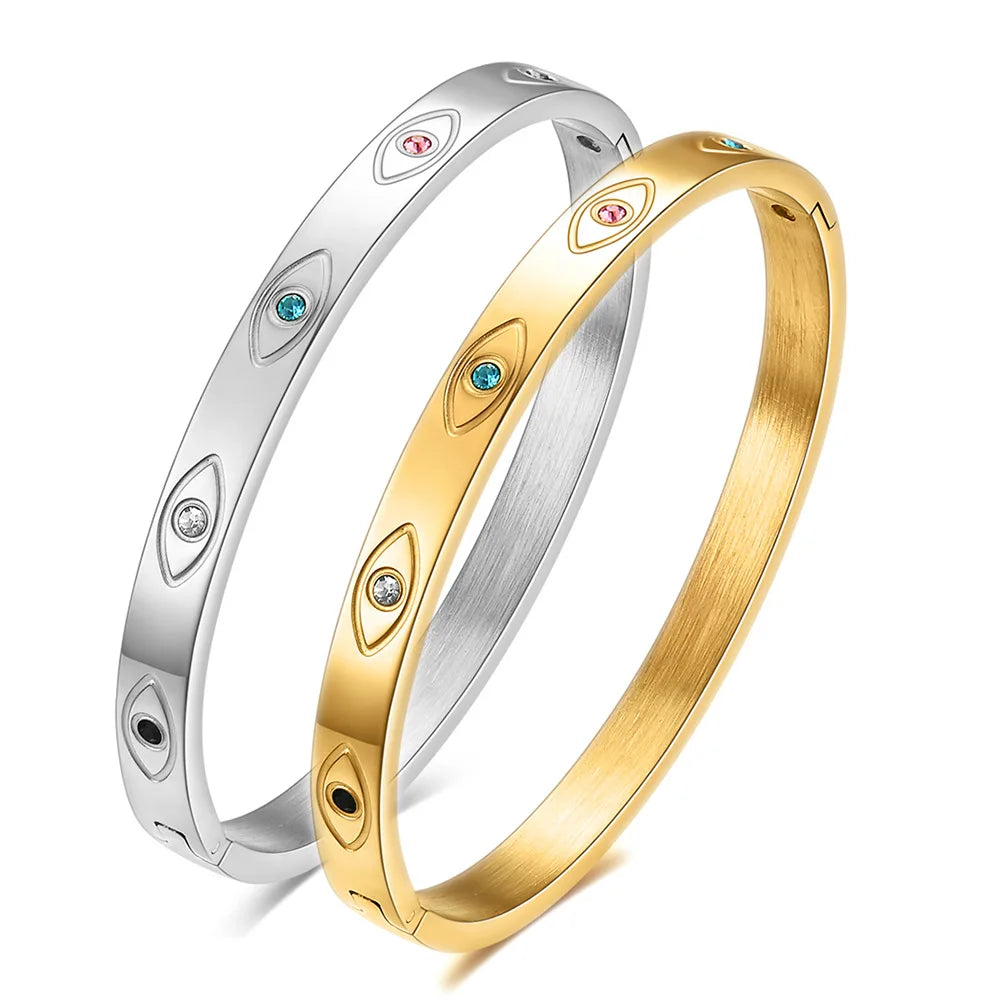 Evil Eye Bangle 18K Plated Gold | Silver