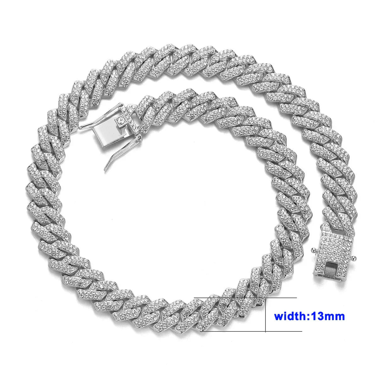 Unisex Silver/ Gold 18/20/24 inch Pave Cuban Link Chain