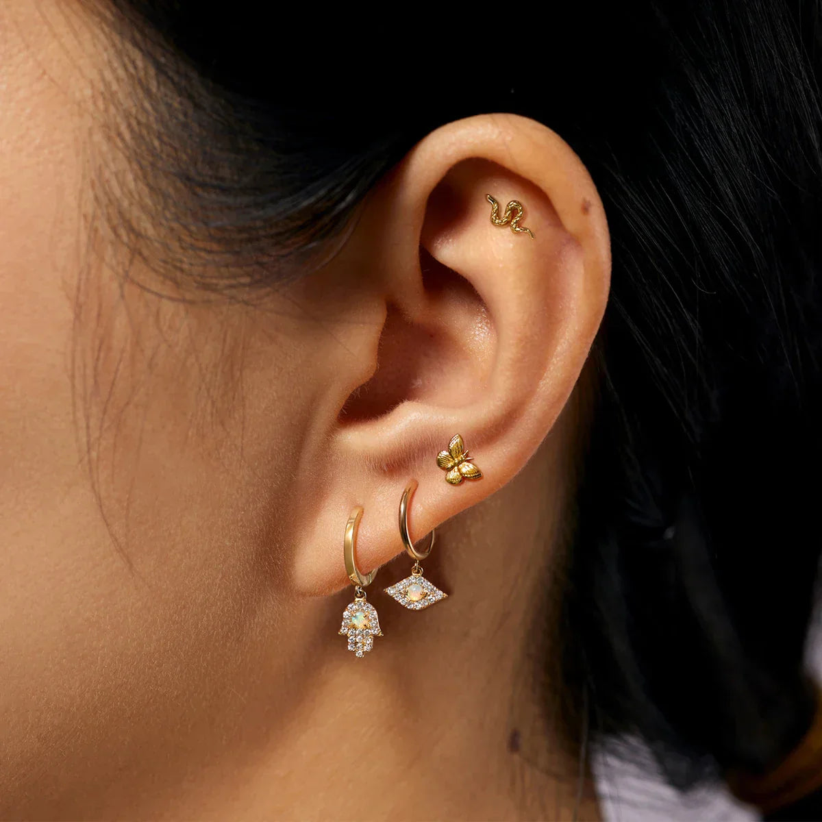 Evil Eye Earrings|14k Solid Gold