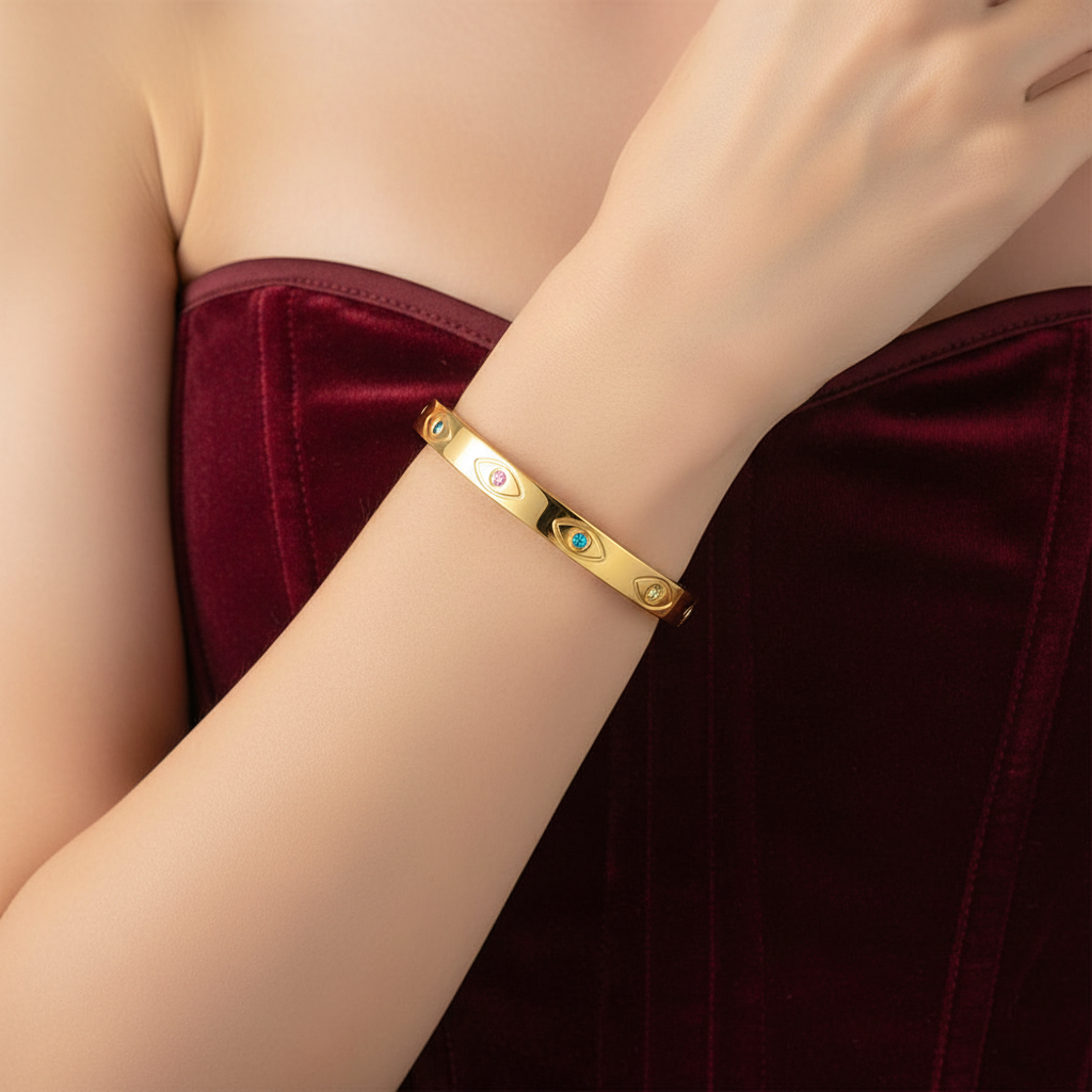 Evil Eye Bangle 18K Plated Gold | Silver