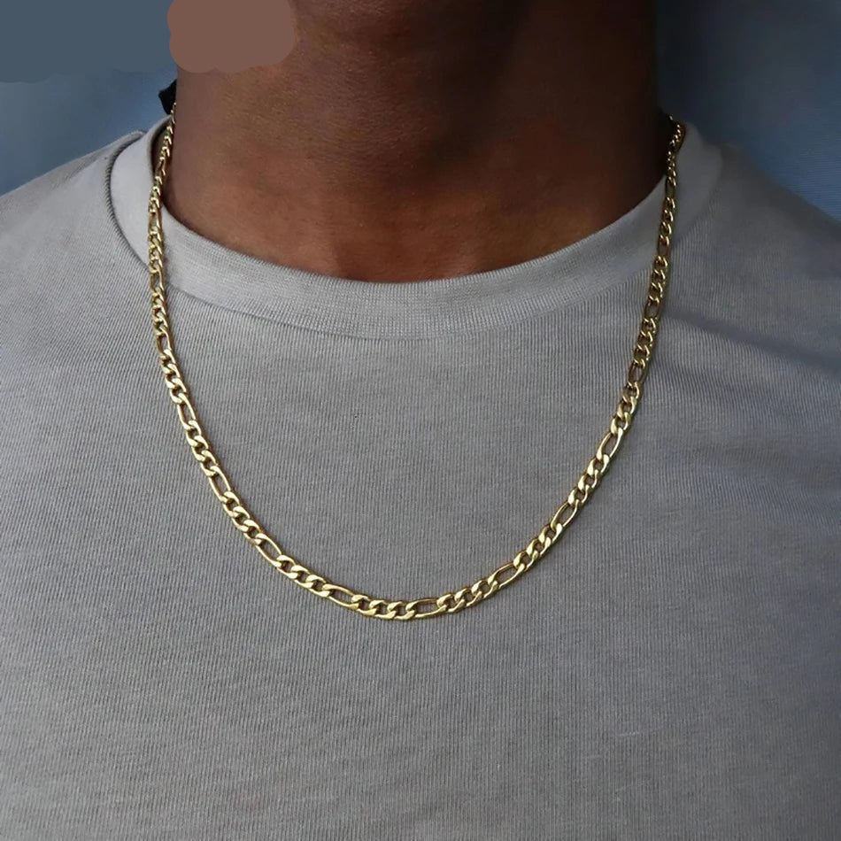 Unisex 18K Gold 4MM Figaro Chain