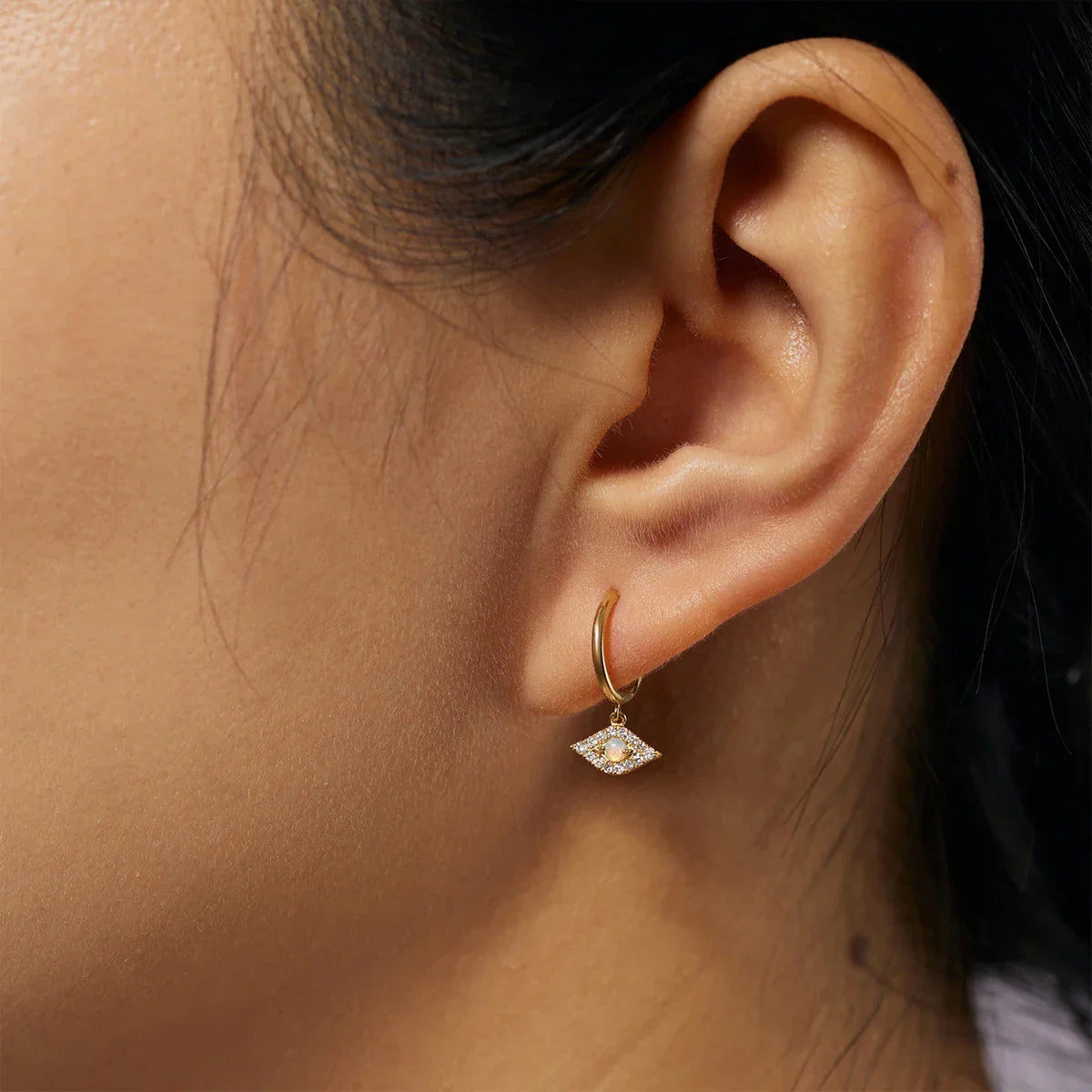 Evil Eye Earrings|14k Solid Gold