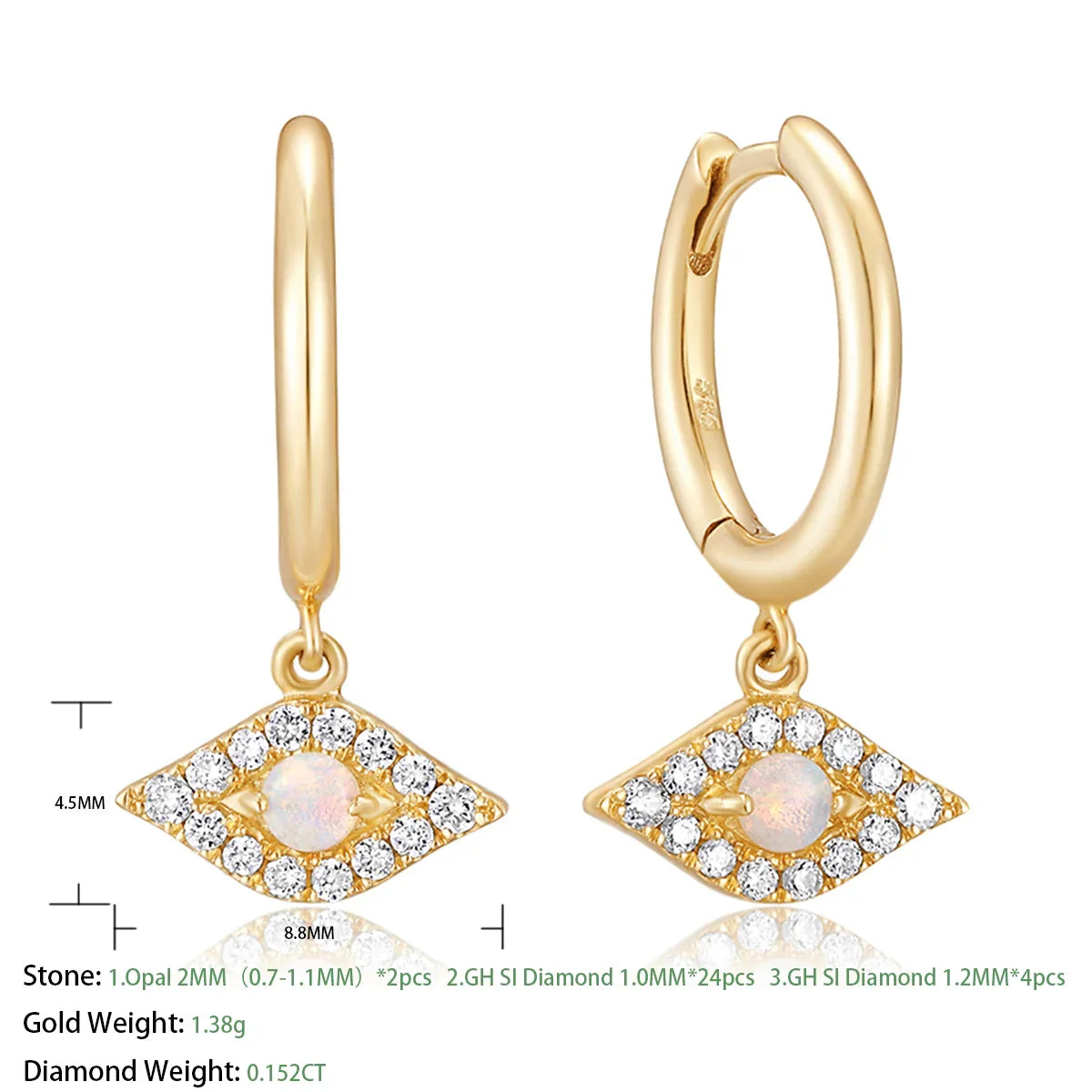 Evil Eye Earrings|14k Solid Gold