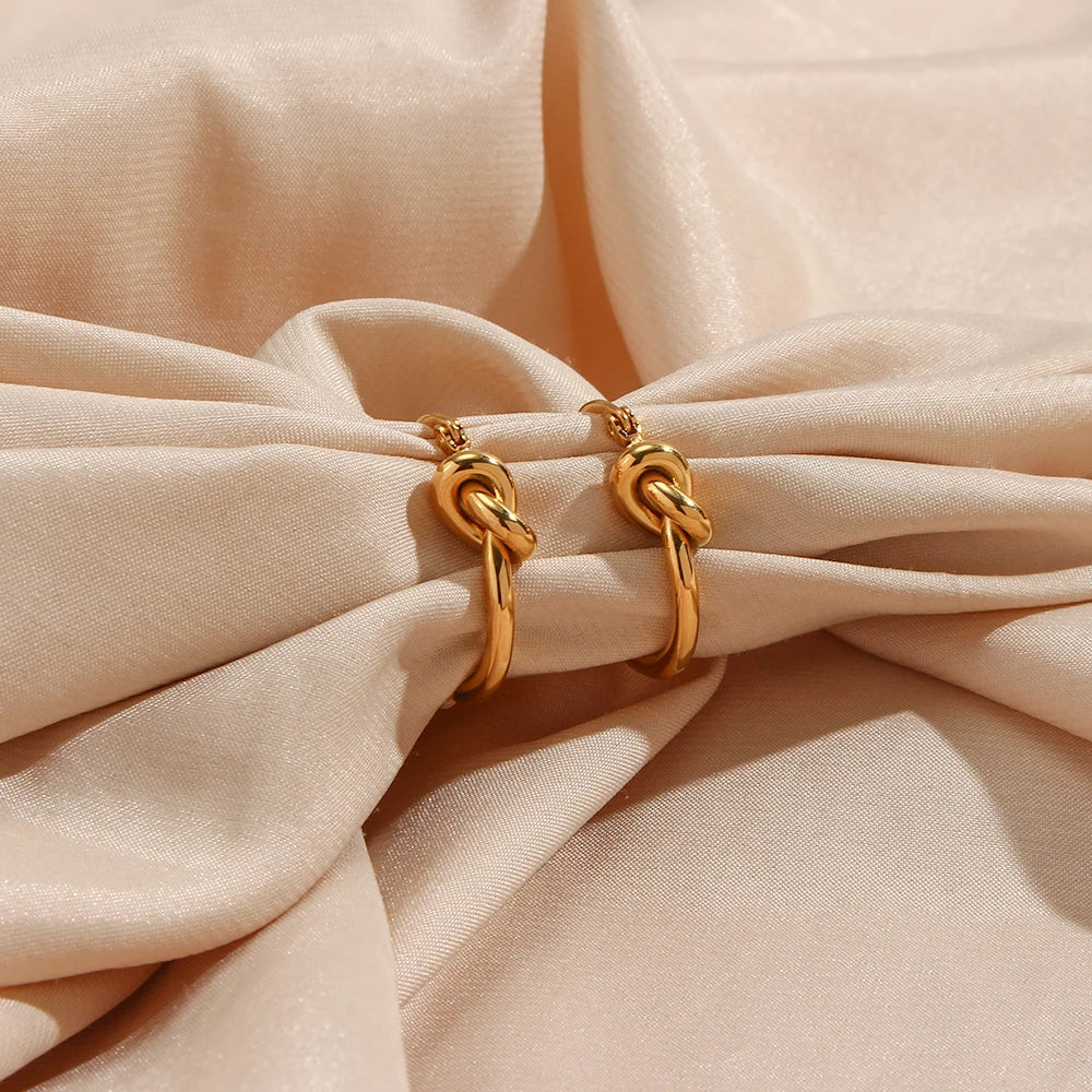 Knot Hoop Earrings|18K Gold Plated