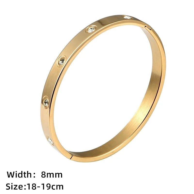 Unisex Gold 3pcs Luxury Zircon Pave Bangles