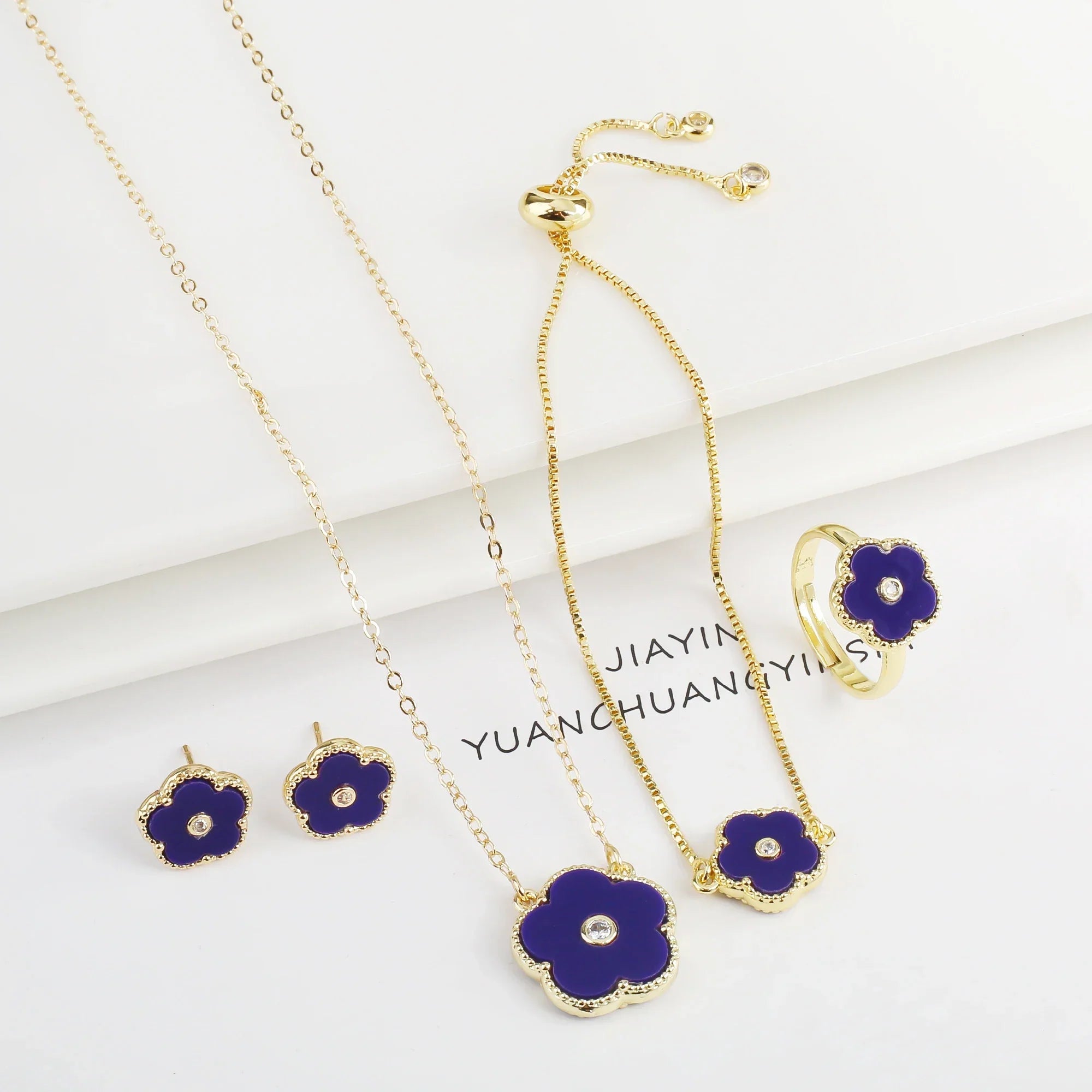 Five-Leaf Clover Zircon Set 7 Colours