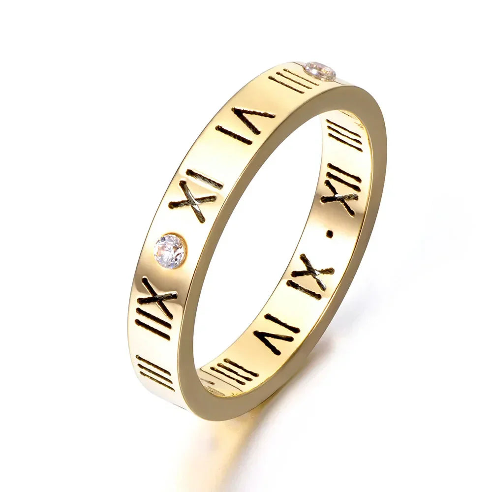 London Times |18k Gold Plated Roman Numerals Ring
