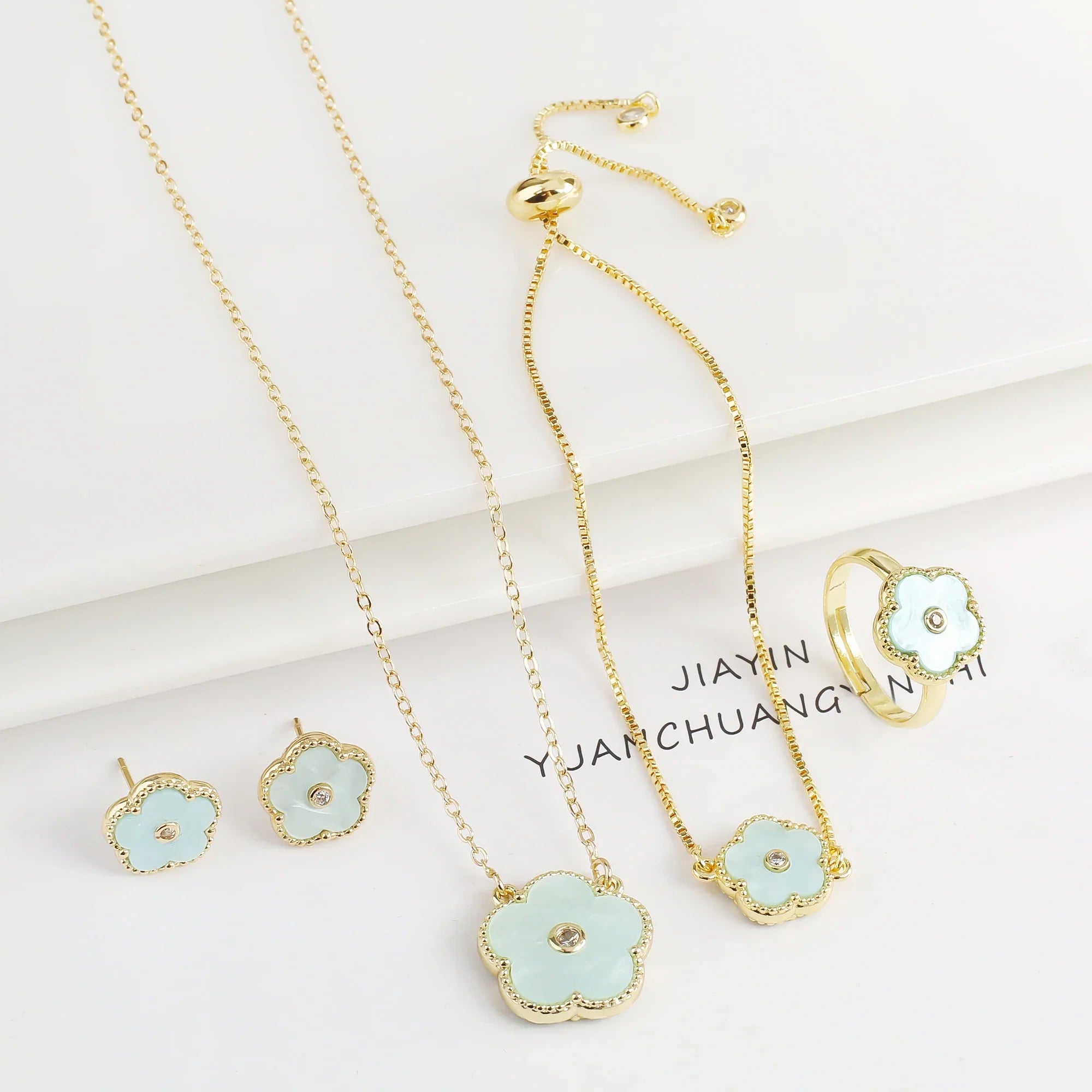 Five-Leaf Clover Zircon Set 7 Colours