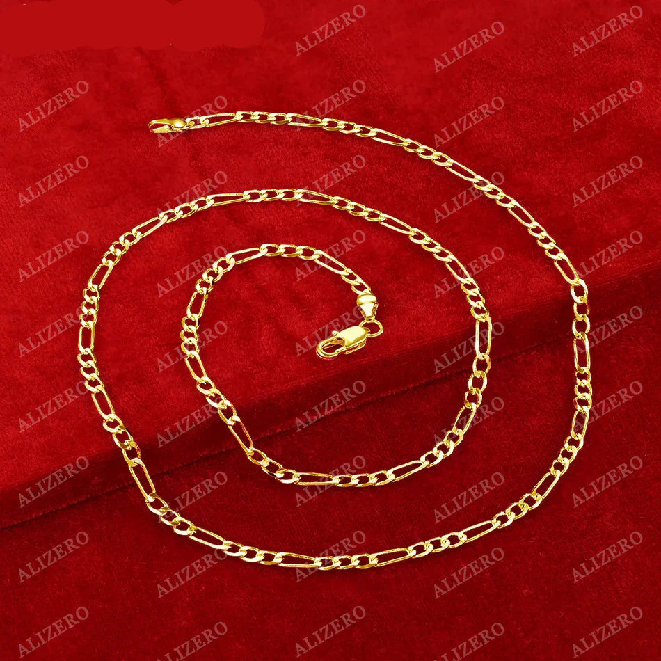 Unisex 18K Gold 4MM Figaro Chain