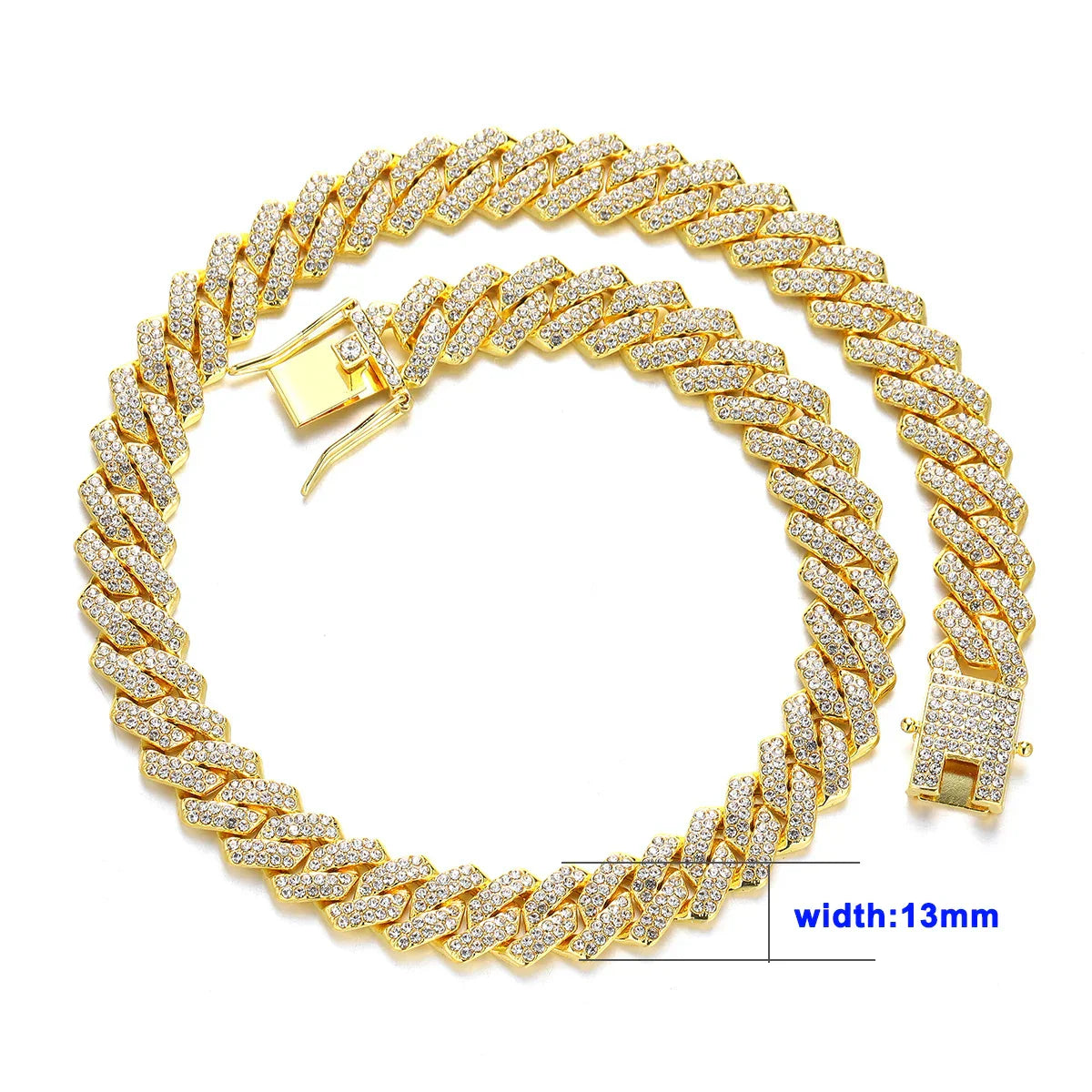 Unisex Silver/ Gold 18/20/24 inch Pave Cuban Link Chain