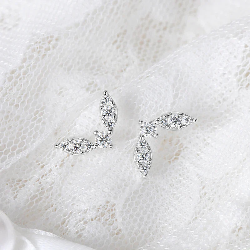 Angel Wing Moissanite Earrings | 925 Sterling Silver L
