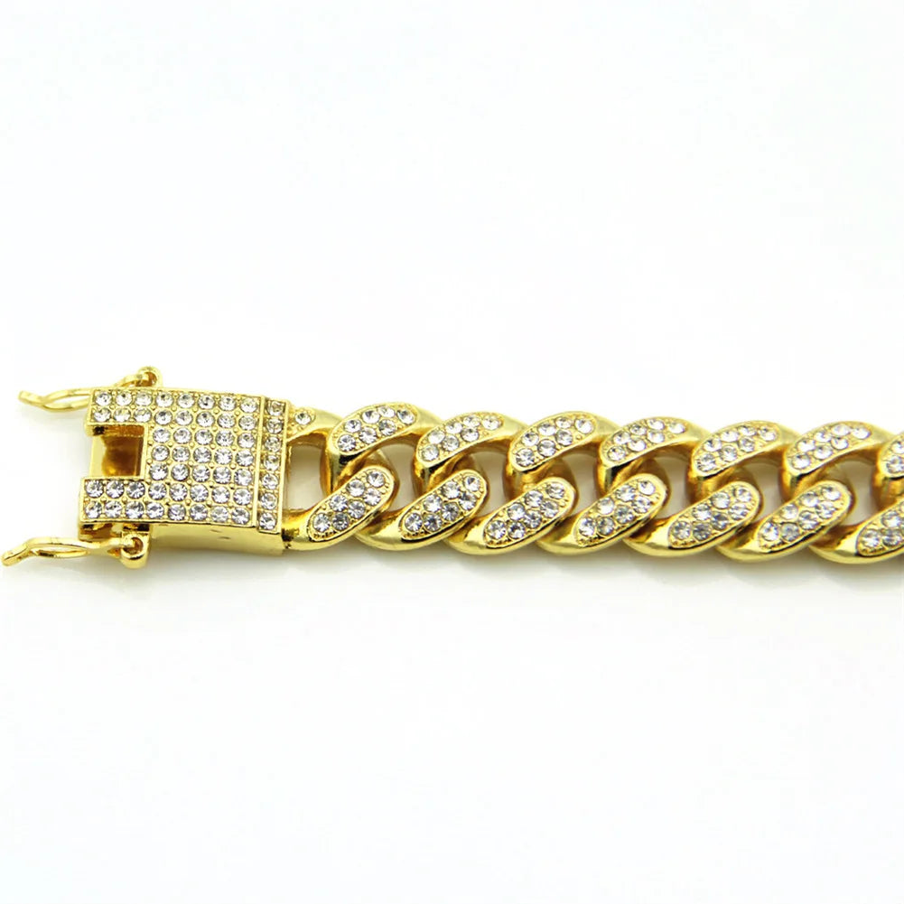 Unisex Gold/Silver Luxury Pave 12MM Cuban Chain Bracelet