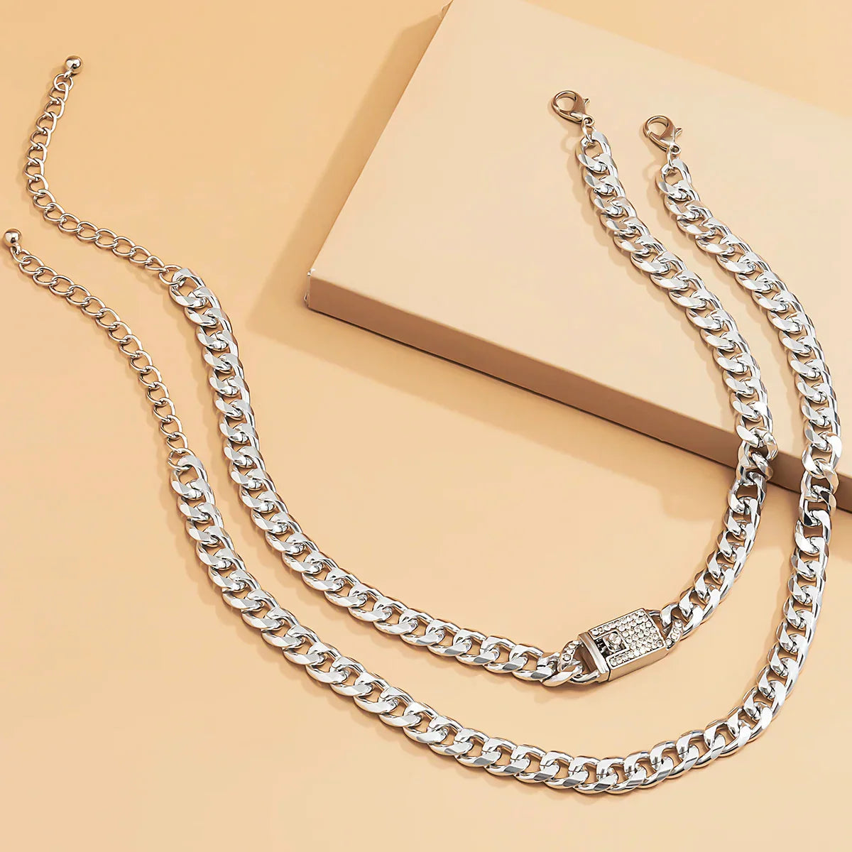 Unisex Silver Hip Hop Thick Cuban Chain Necklace